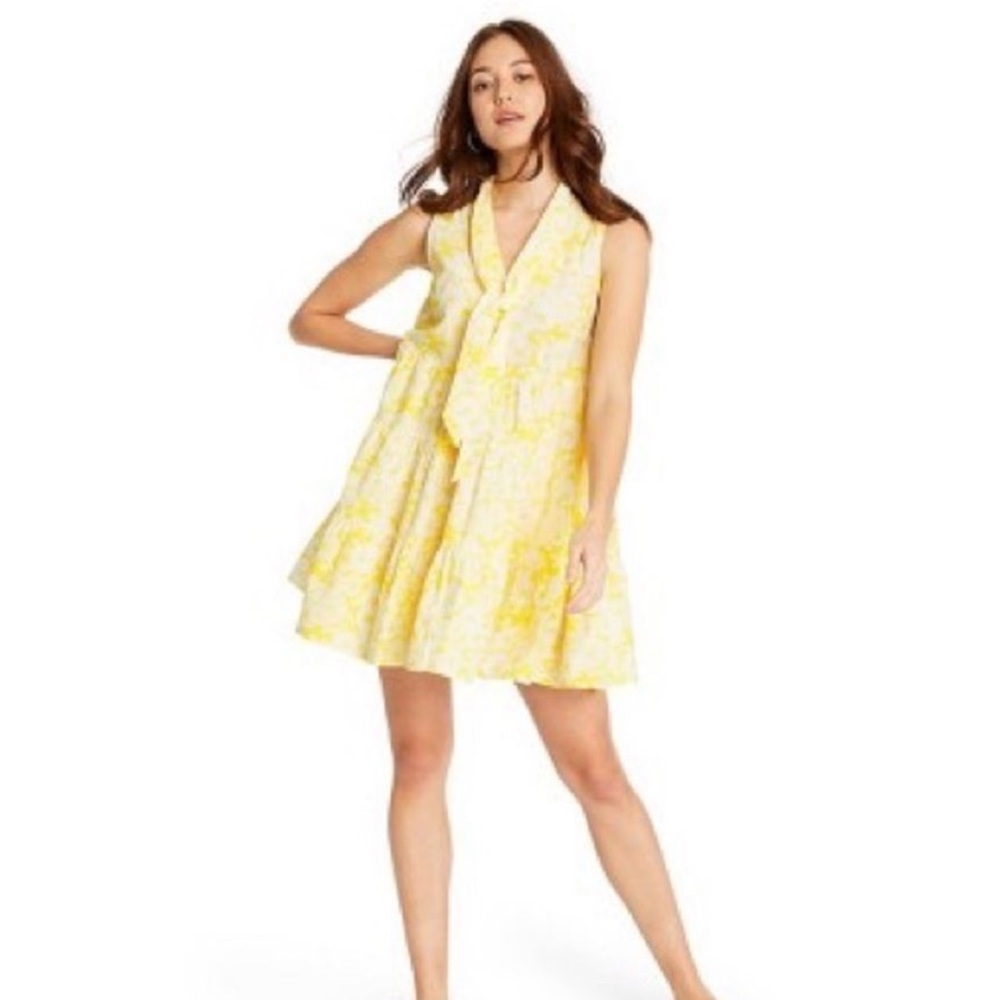Lisa Marie Fernandez for target Tiered yellow floral dress w pockets Sz M